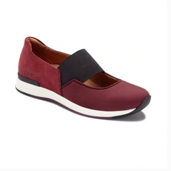 Vionic Suede Cadee “Wine” Maroon Red Burgundy Slip-On Mary Jane Shoes sz 9 - Picture 1 of 11